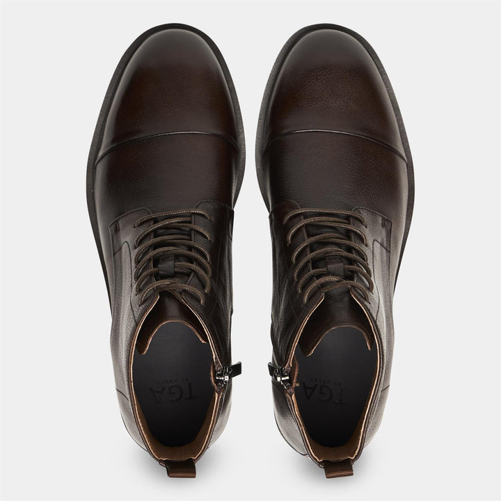 TGA Laced Zip Boots Dark Brown - Dale