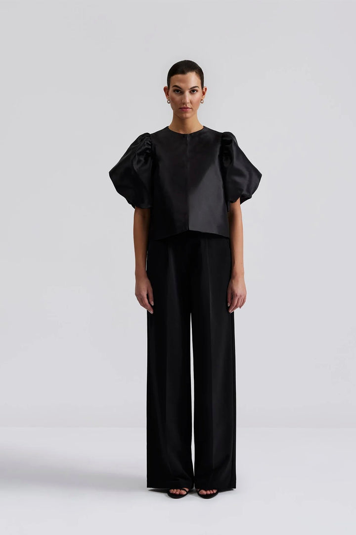 BY MALINA Cleo Pouf Sleeve Blouse Black - Dale