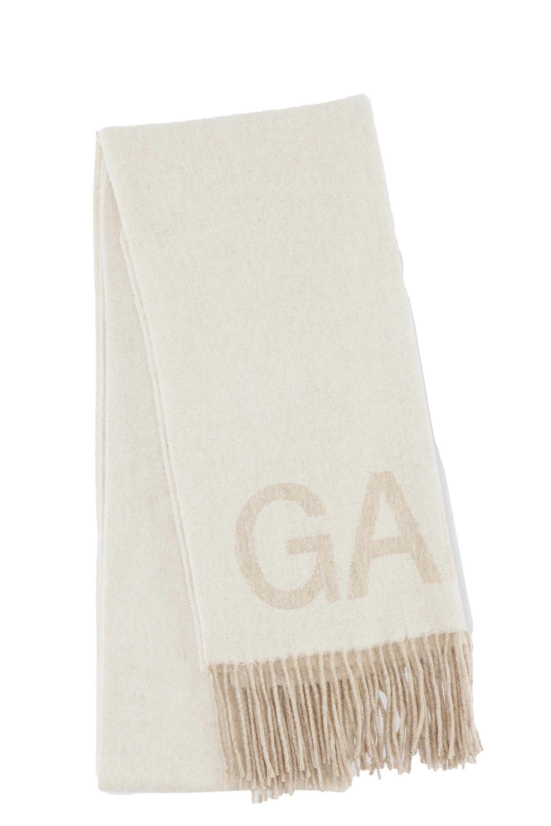 GANNI Fringed Wool Scarf Egret - Dale