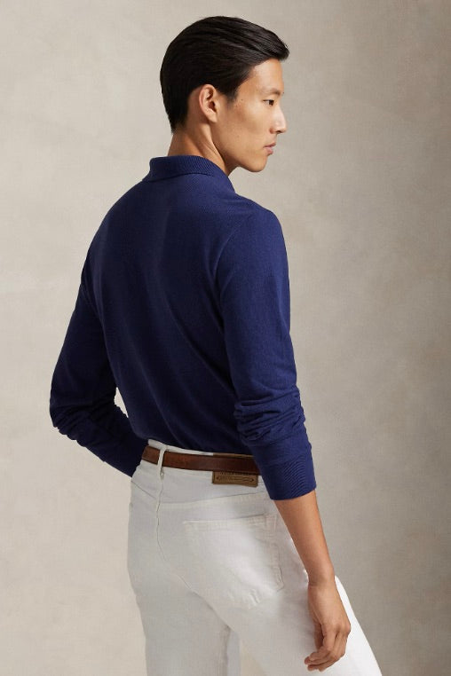 Custom Slim Fit Mesh Polo Shirt Newport Navy