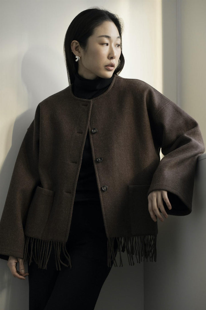 CHRISTIAN AKS Carla Lambswool Jacket Brown Melange - Dale