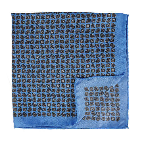 Silk Pocketsquare Sky Blue Pattern