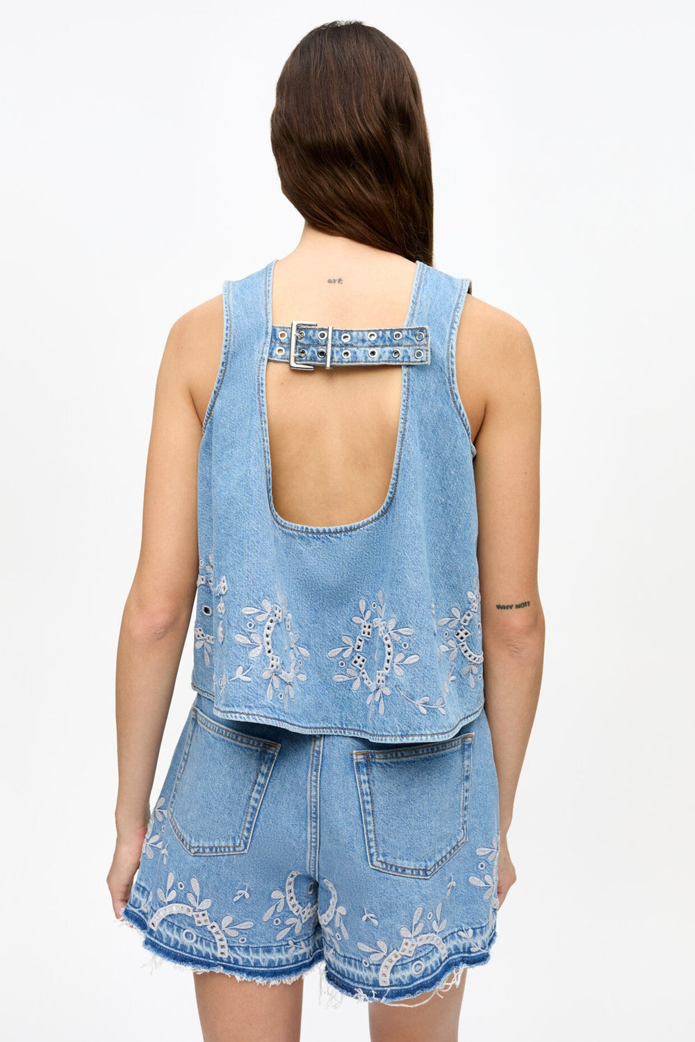 GANNI Broderie Anglaise Denim Top - Dale