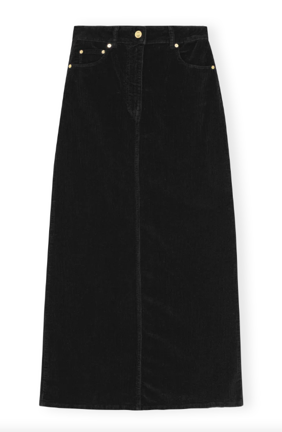 GANNI Washed Corduroy Long Skirt - Dale