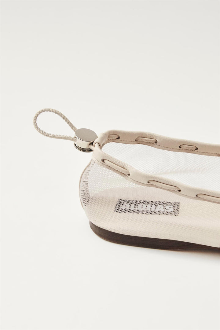 ALOHAS Gill Mesh White Leather Ballet Flats - Dale