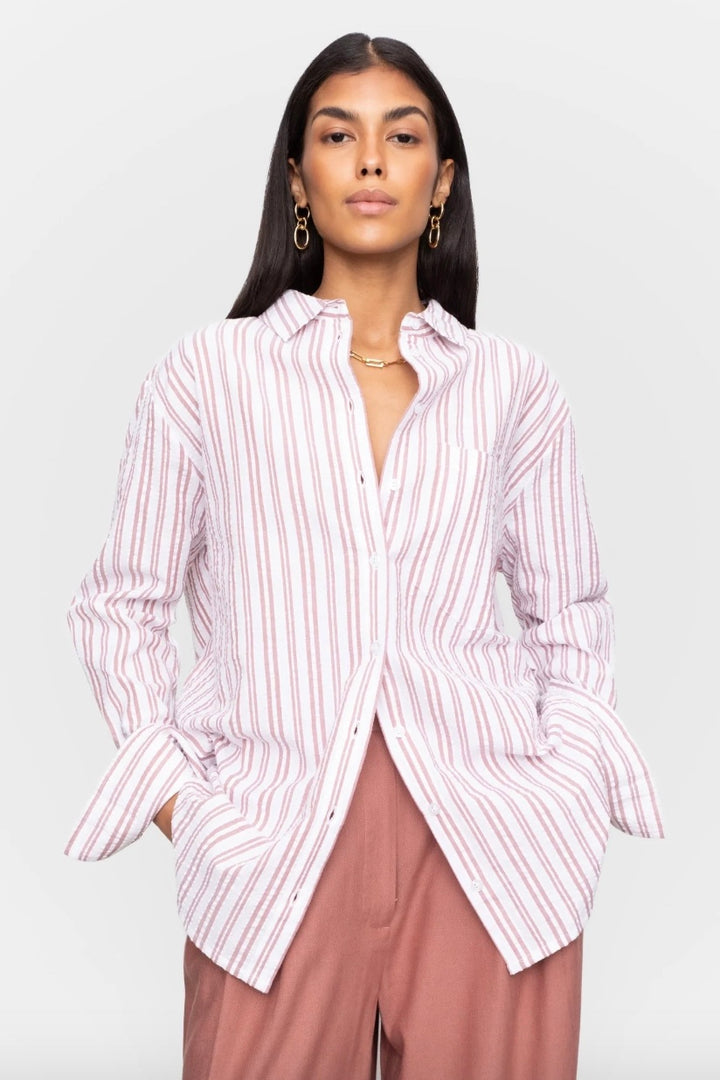 CAMILLA PIHL Bibi Crepe Shirt Terracotta Stripe - Dale
