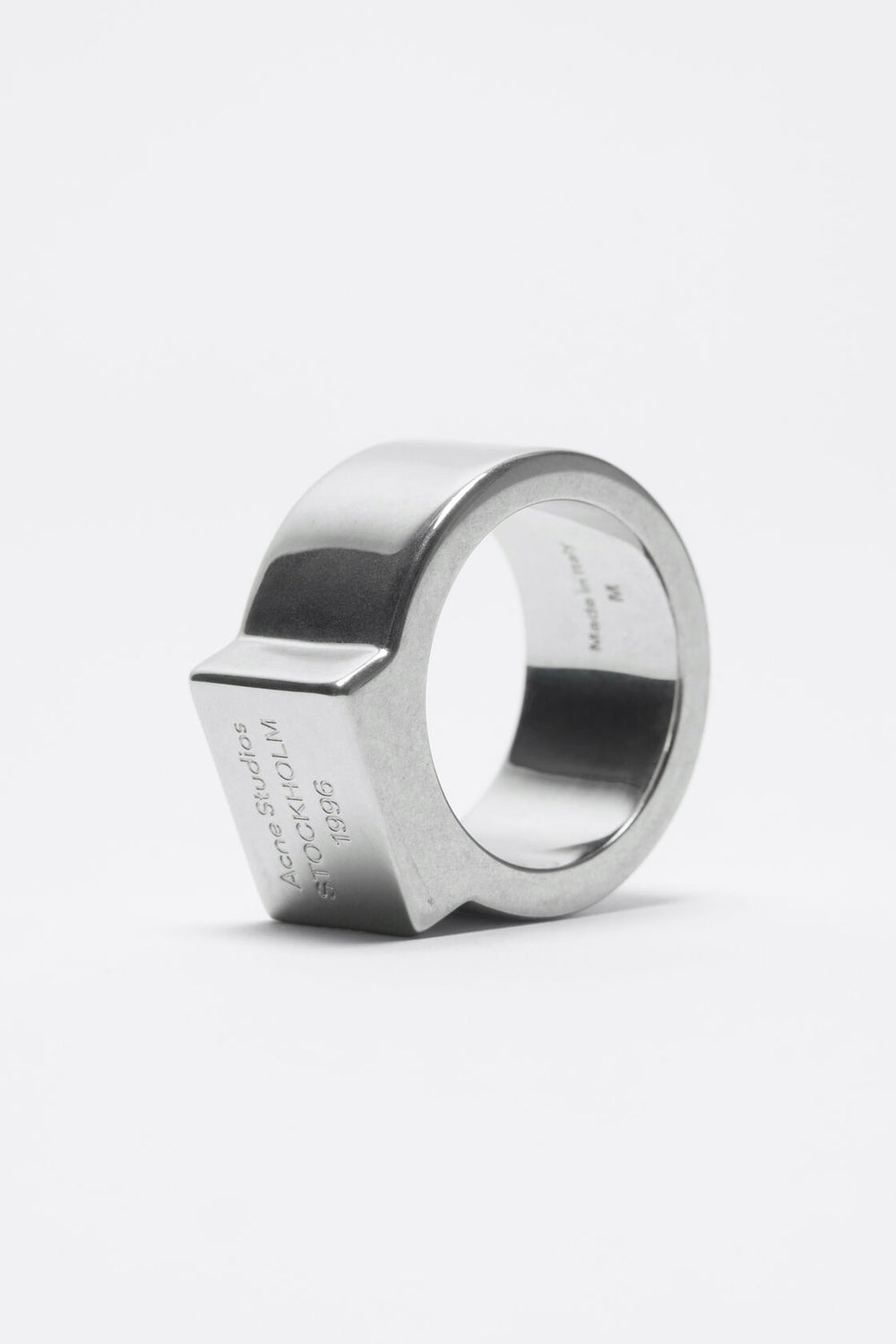 ACNE STUDIOS Logo Engraved Signet Ring Semi Matt Silver - Dale