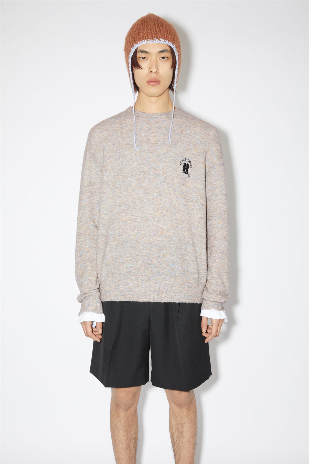 ACNE STUDIOS EMBROIDERED LOGO JUMPER Grey/Brown Melange - Dale