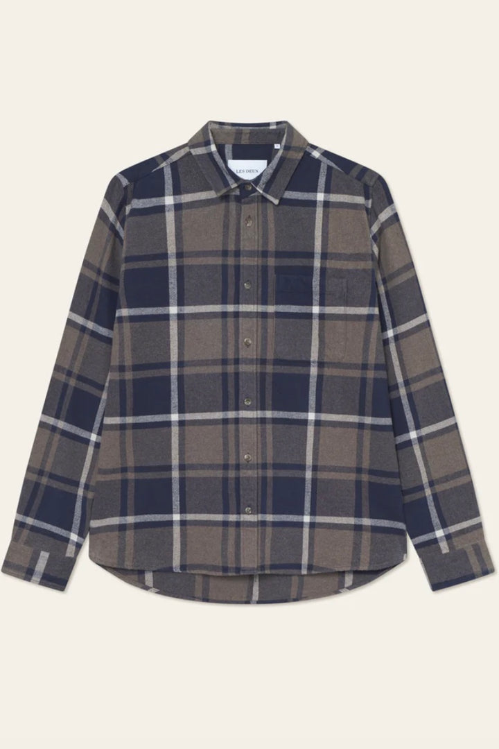 LES DEUX Jeremy Check Flannel Shirt Dark Navy - Dale