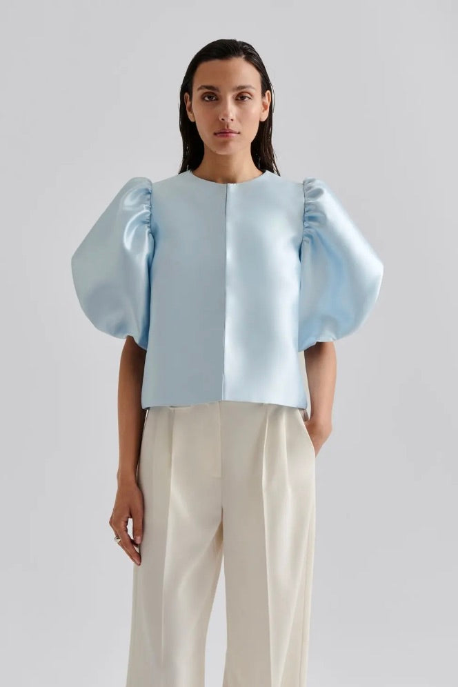 BY MALINA Cleo Pouf Sleeve Blouse Ice Blue - Dale