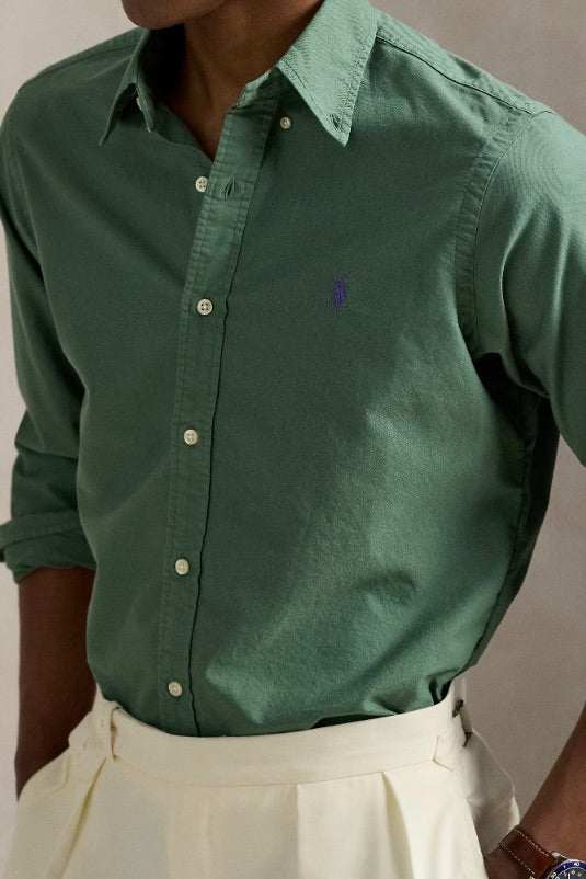 POLO RALPH LAUREN Slim Fit Garment-Dyed Oxford Shirt Fatigue Green - Dale