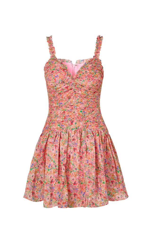 BY MALINA Lemonia Strappy Pleated Mini Dress - Dale