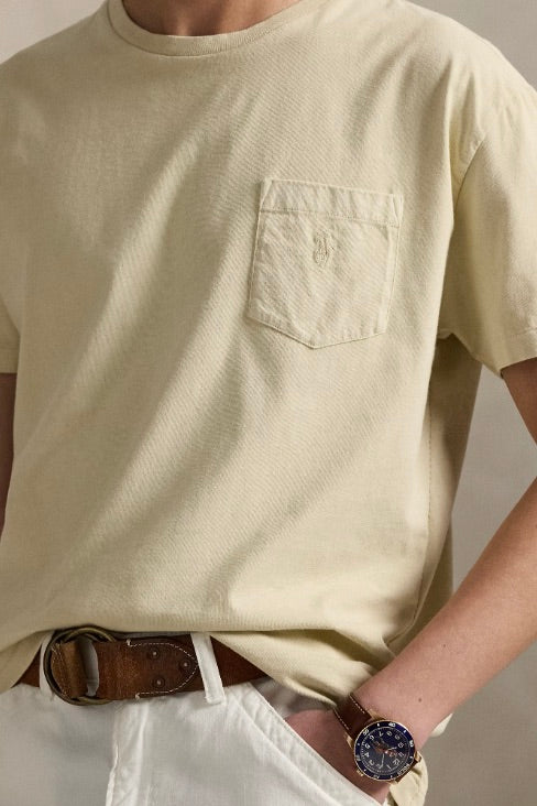 POLO RALPH LAUREN Custom Slim Mineral-Dyed Pocket T-Shirt Natural - Dale