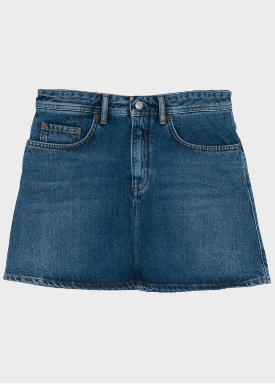 ACNE STUDIOS Caitlyn Denim Mini Skirt Mid Blue - Dale