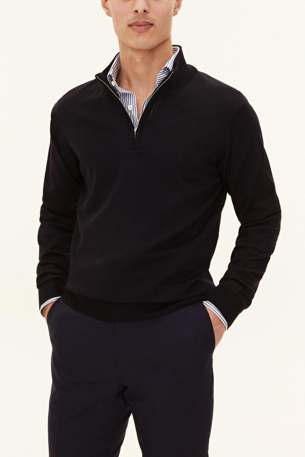 OSCAR JACOBSON Marlon Half-Zip Night Blue - Dale