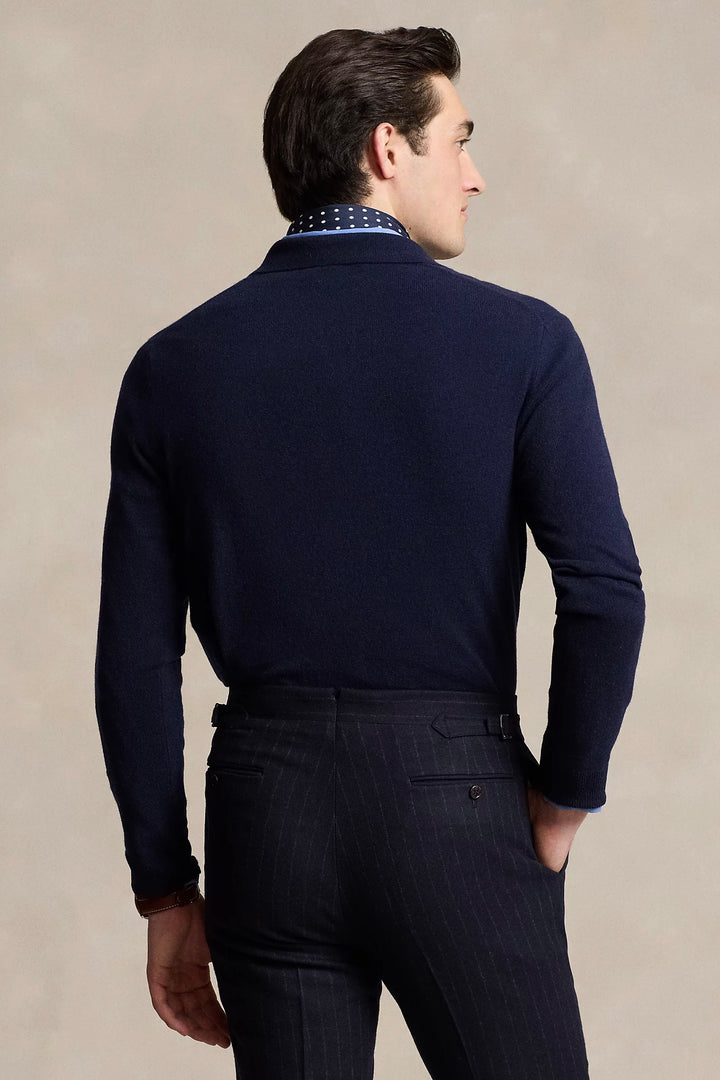 POLO RALPH LAUREN Wool Johnny-Collar Jumper Hunter Navy - Dale