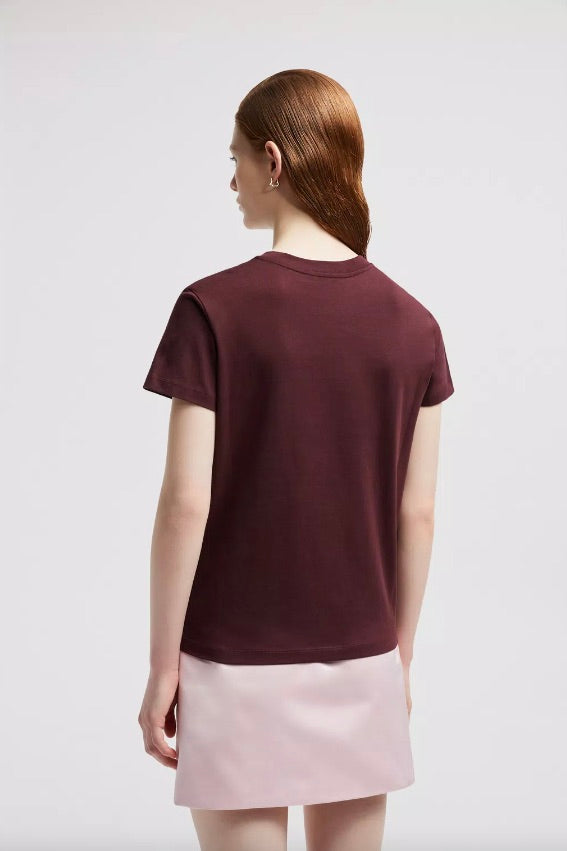 MONCLER Embroidered Logo T-Shirt Burgundy - Dale