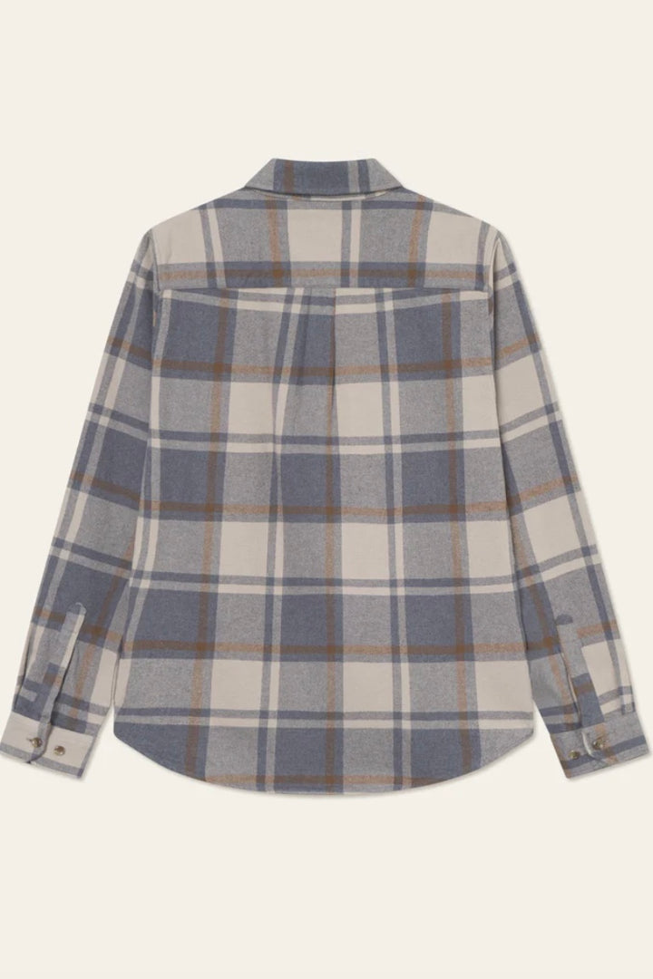 LES DEUX Jeremy Check Flannel Shirt Grey Melange - Dale