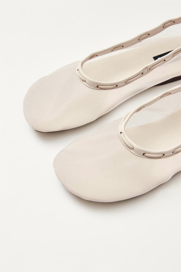 ALOHAS Gill Mesh White Leather Ballet Flats - Dale
