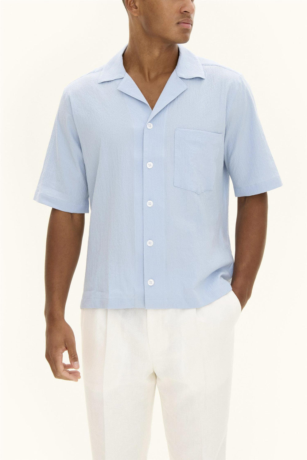 OSCAR JACOBSON Reg Fit Cuban SS Seersucker Shirt - Dale