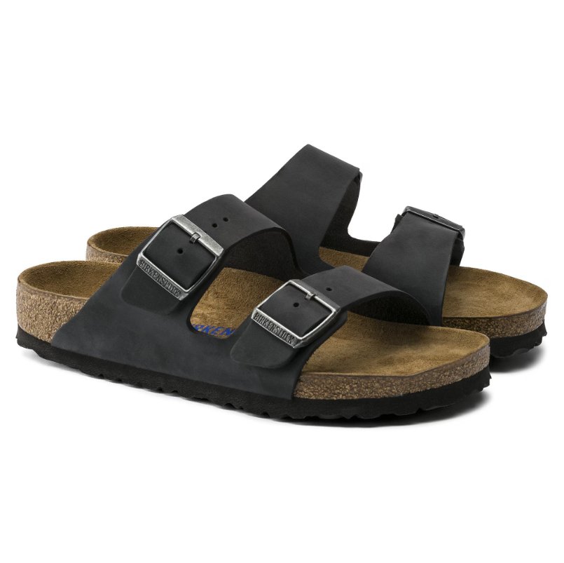 BIRKENSTOCK Arizona Soft Footbed Oiled Black Leather Herre - Dale