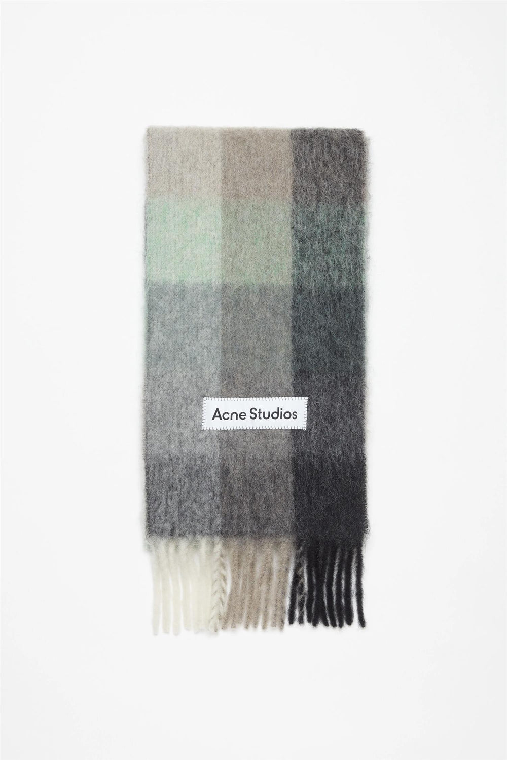 ACNE STUDIOS Mohair Checked Scarf Green/Grey/Black - Dale