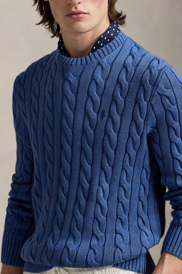 POLO RALPH LAUREN Cable-Knit Mineral-Dyed Cotton Sweater Navy - Dale