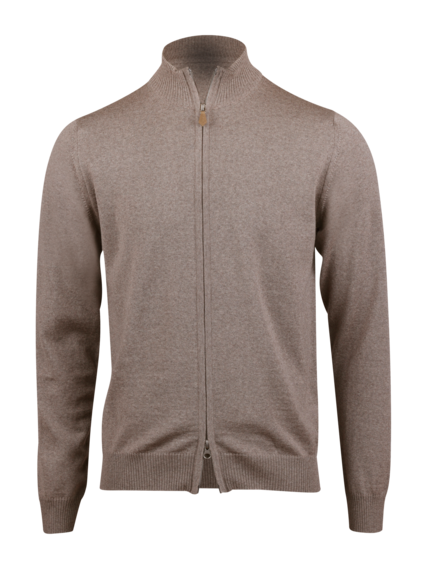 STENSTRÖMS Merino Wool Zip Cardigan Light Brown - Dale
