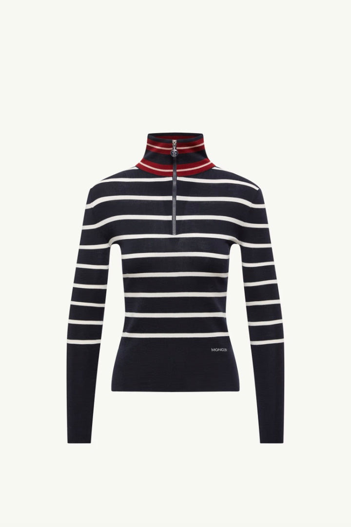 MONCLER Striped Wool Polo Neck Jumper - Dale