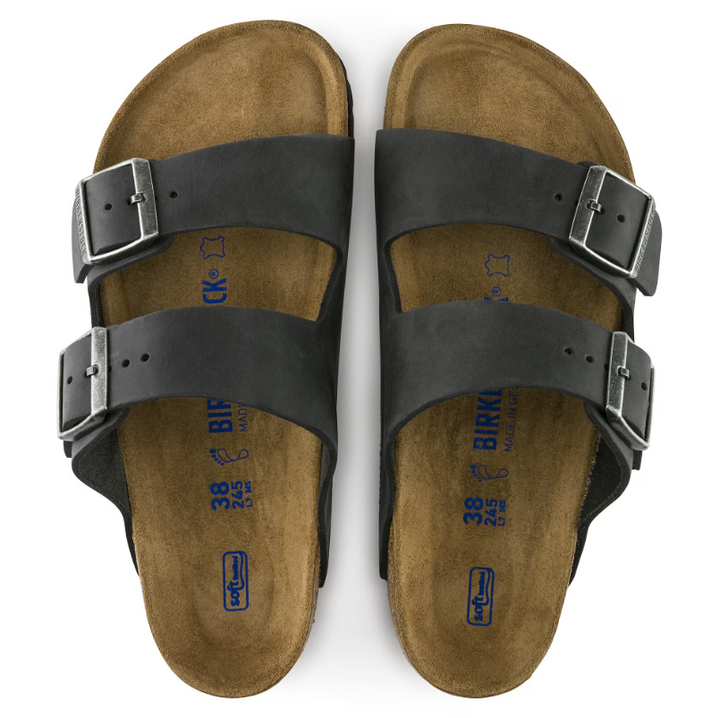 BIRKENSTOCK Arizona Soft Footbed Oiled Black Leather Herre - Dale