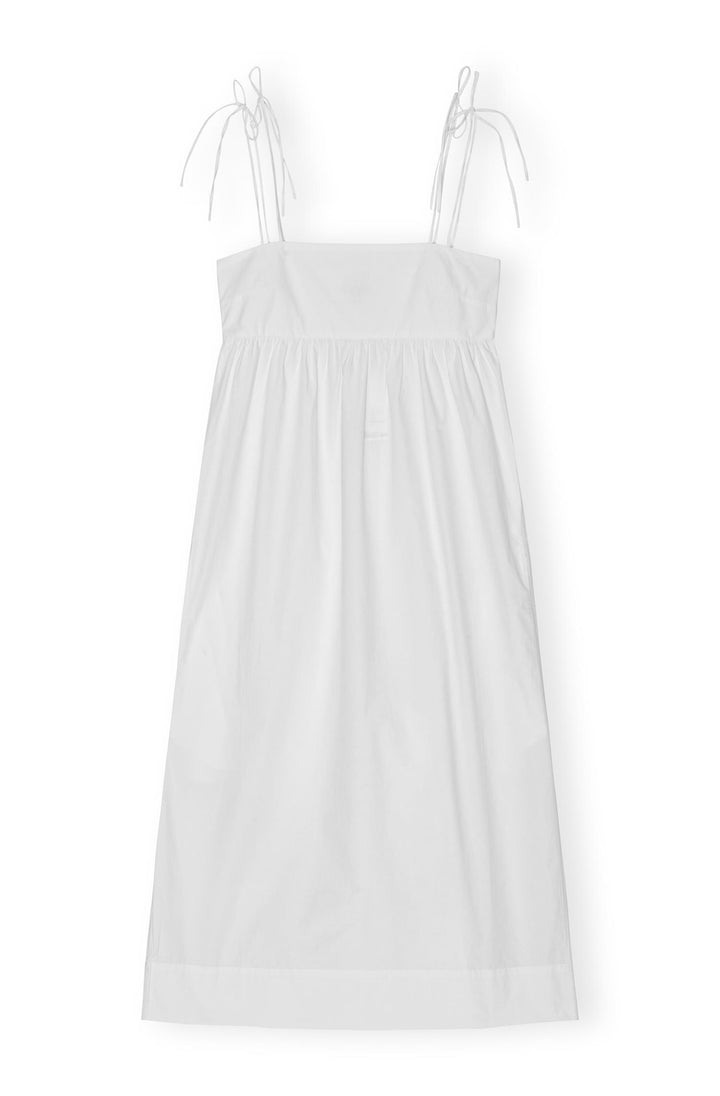 GANNI Cotton Poplin String Midi Dress - Bright White - Dale