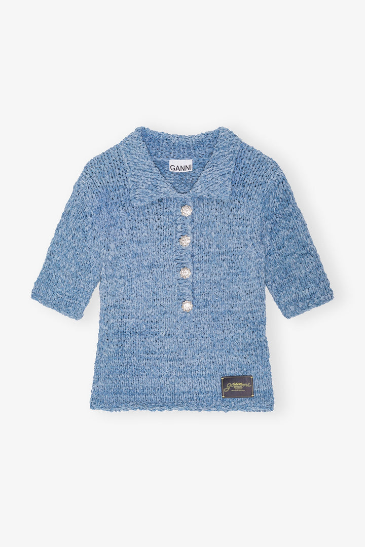 GANNI Denim Handknit Polo - Dale