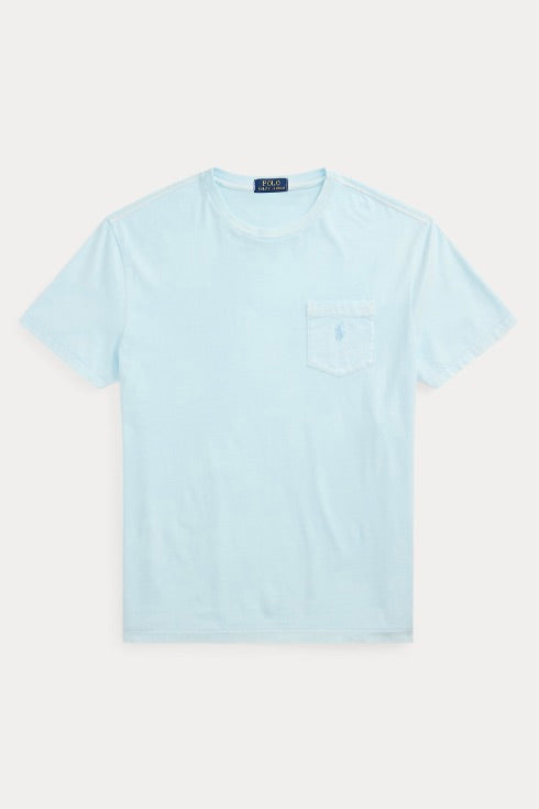 POLO RALPH LAUREN Custom Slim Mineral-Dyed Pocket T-Shirt Sky - Dale