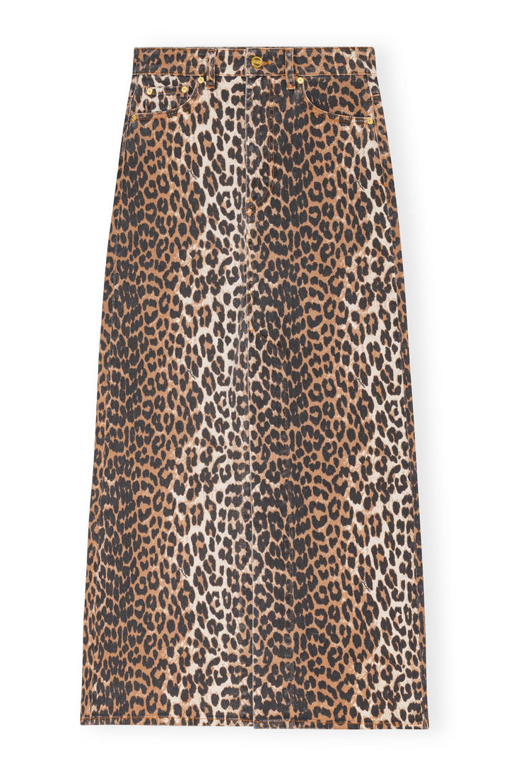 GANNI Print Denim Maxi Slit Skirt - Dale