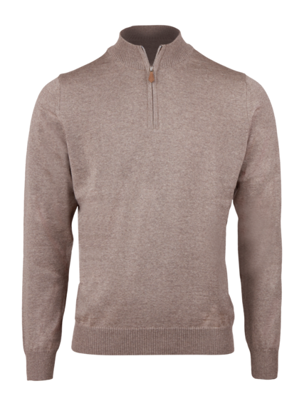 STENSTRÖMS Knitted Half Zip Merino Wool Light Brown - Dale