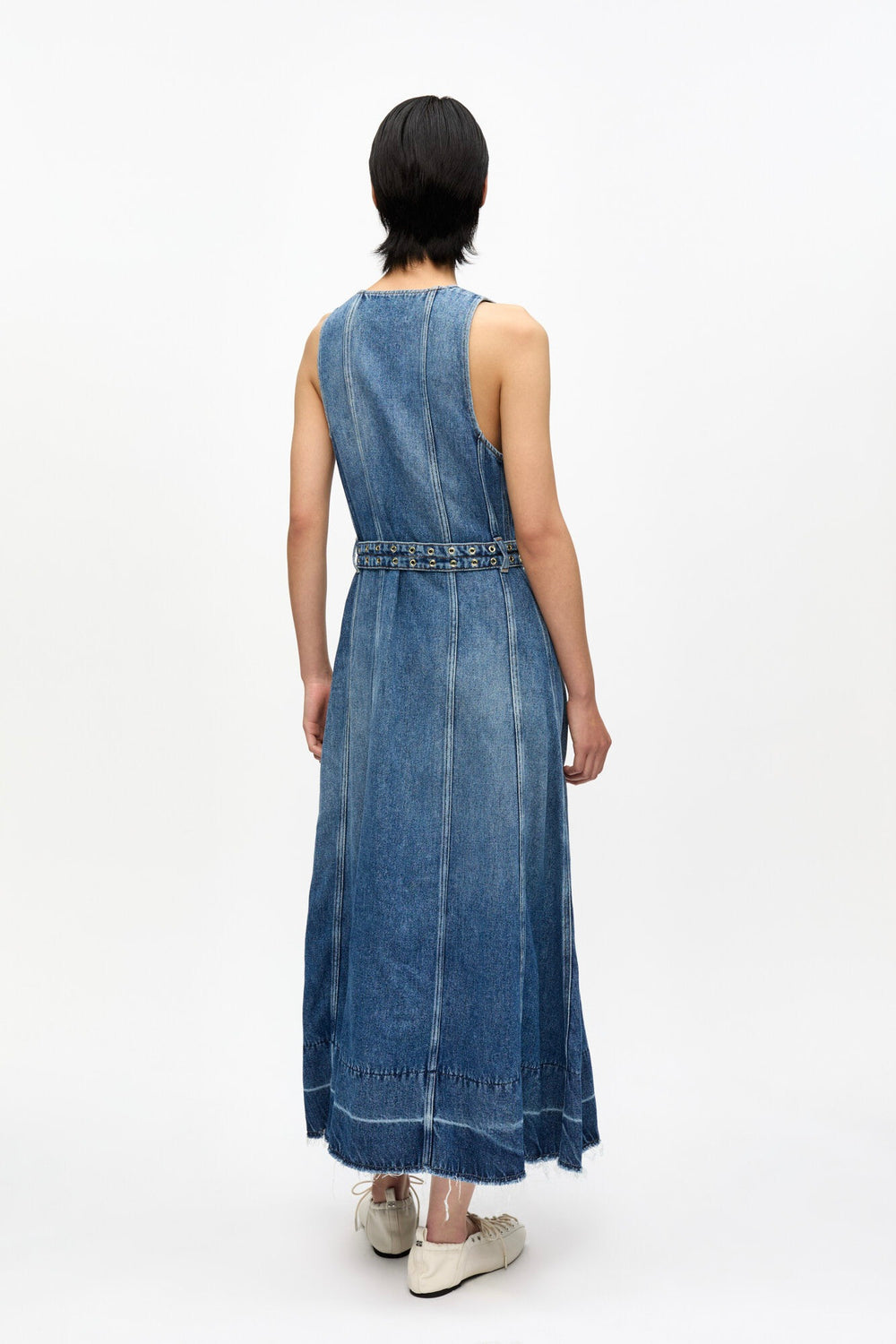 GANNI Light Denim Belt Midi Dress - Dale