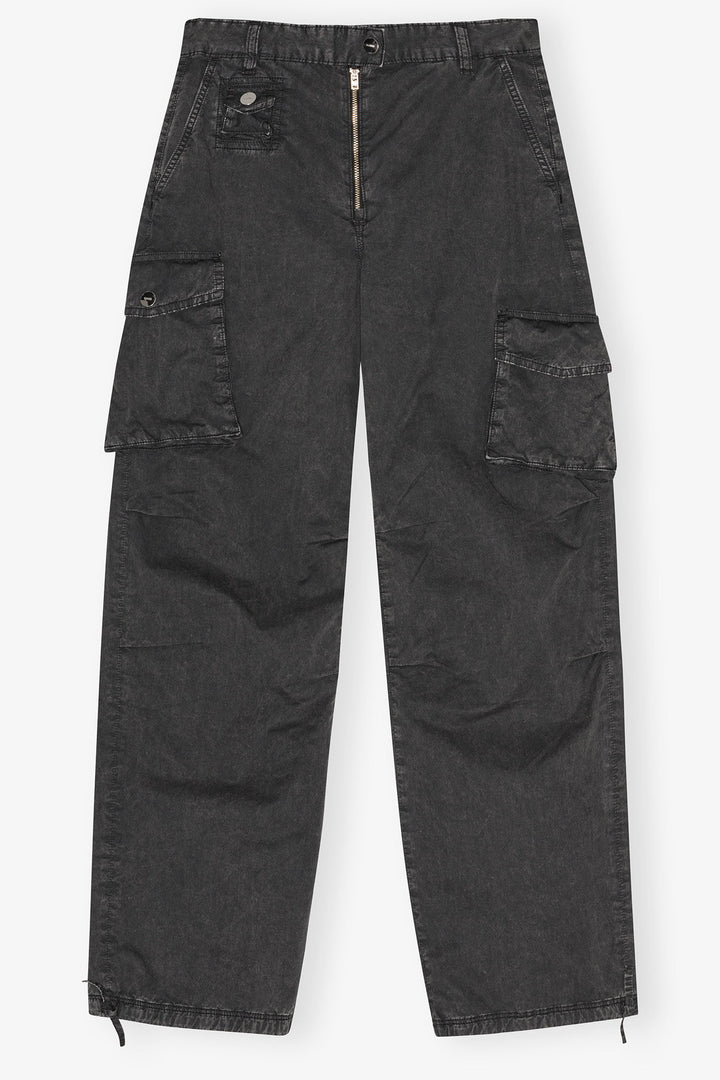 GANNI Washed Twill Trousers Phantom - Dale