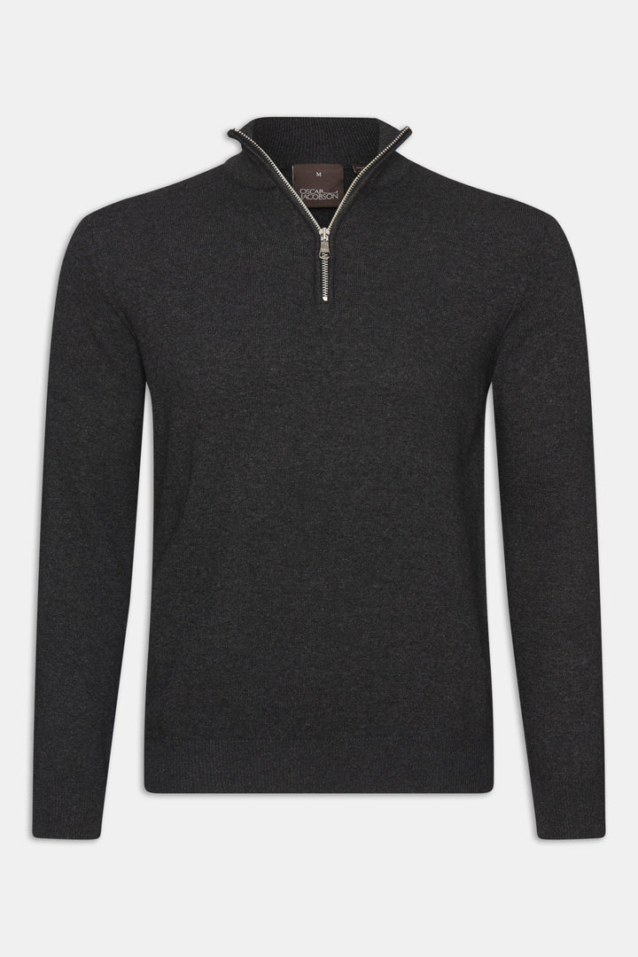 OSCAR JACOBSON Patton Half Zip Dark Grey - Dale