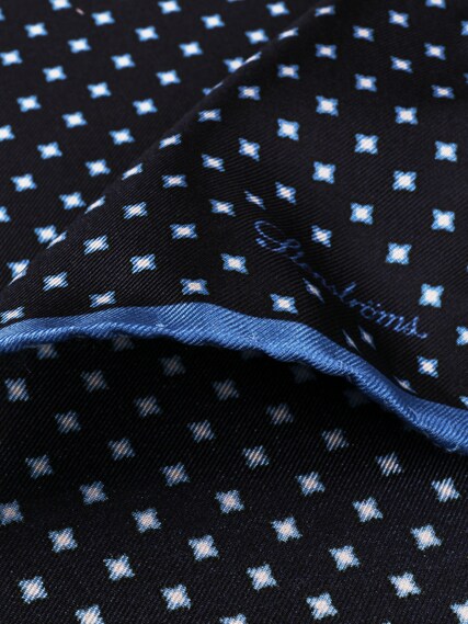 STENSTRÖMS Navy Patterned Silk Hankie - Dale