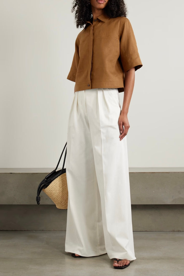 MAX MARA Rito Cropped Linen Shirt - Dale