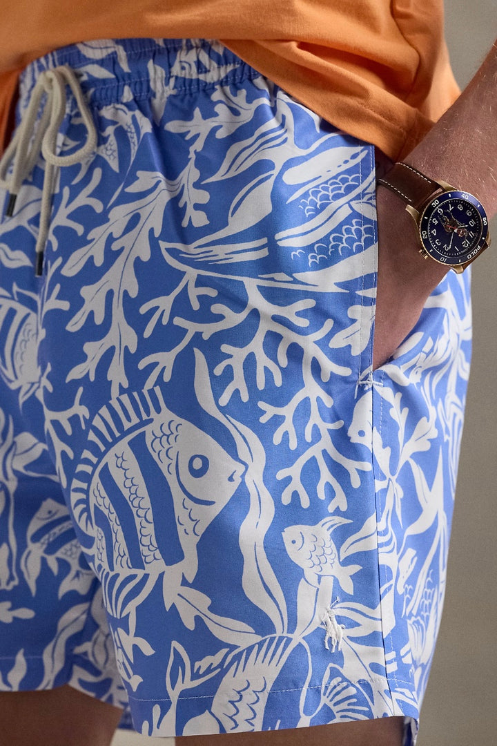 POLO RALPH LAUREN Traveler Classic Swim Trunk Fish Coral Light Blue - Dale