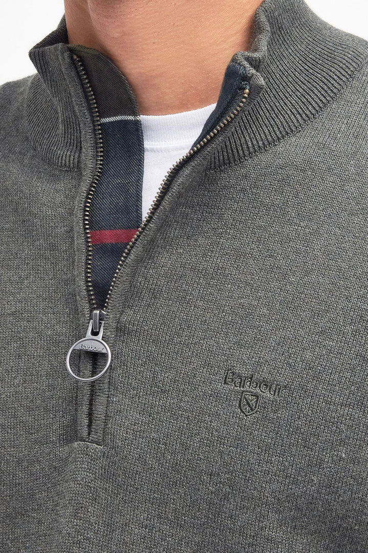 BARBOUR Cotton Half-Zip Olive Marl - Dale