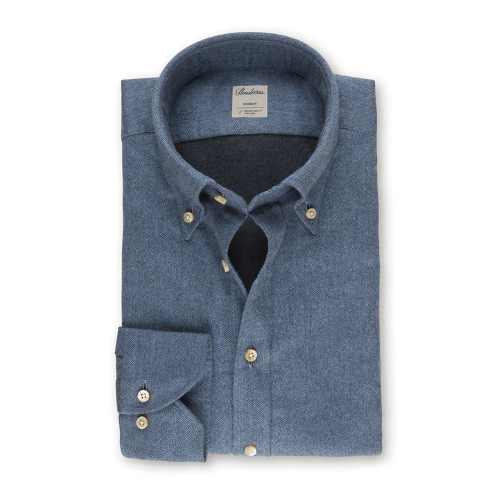 STENSTRÖMS FITTED BODY FLANNEL DK BLUE - Dale