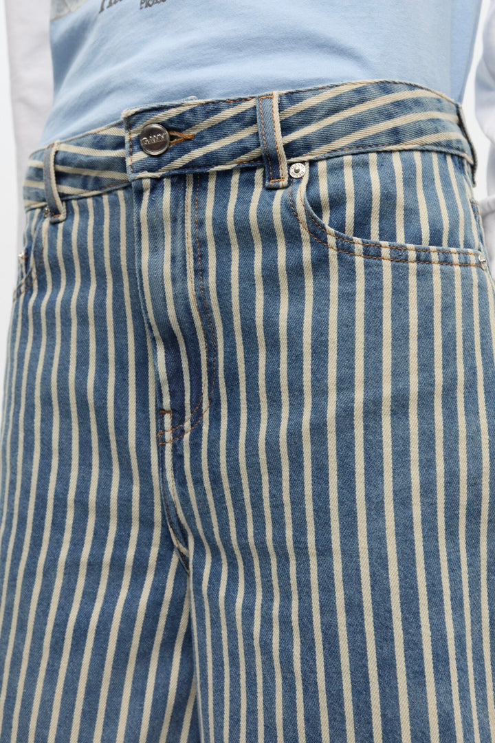 GANNI Striped Denim Shorts - Dale