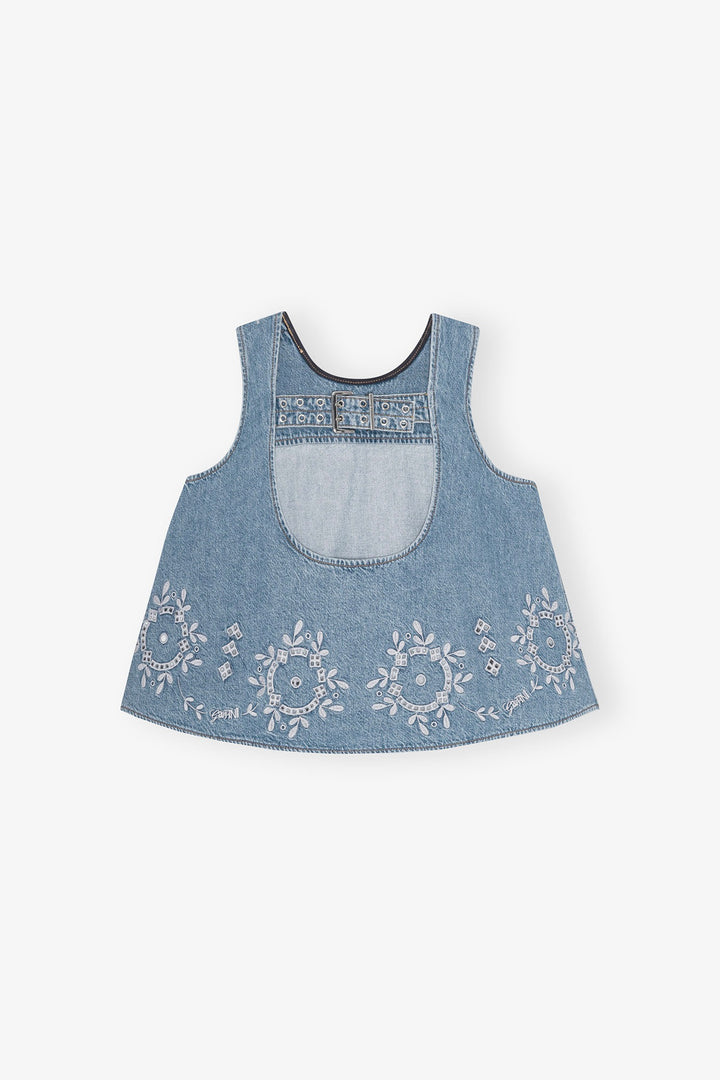 GANNI Broderie Anglaise Denim Top - Dale