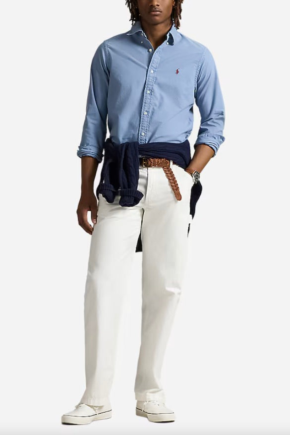 POLO RALPH LAUREN Slim Fit Garment-Dyed Oxford Shirt Channel Blue - Dale