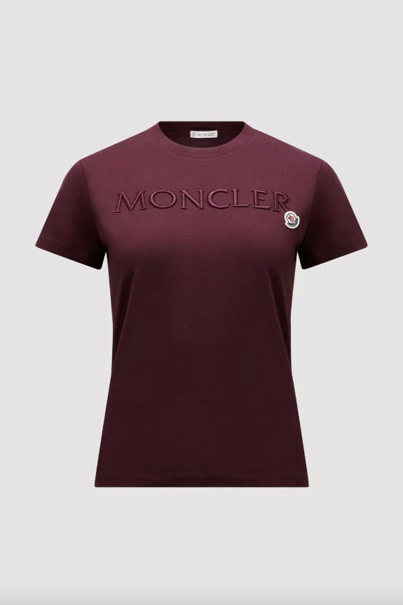 MONCLER Embroidered Logo T-Shirt Burgundy - Dale