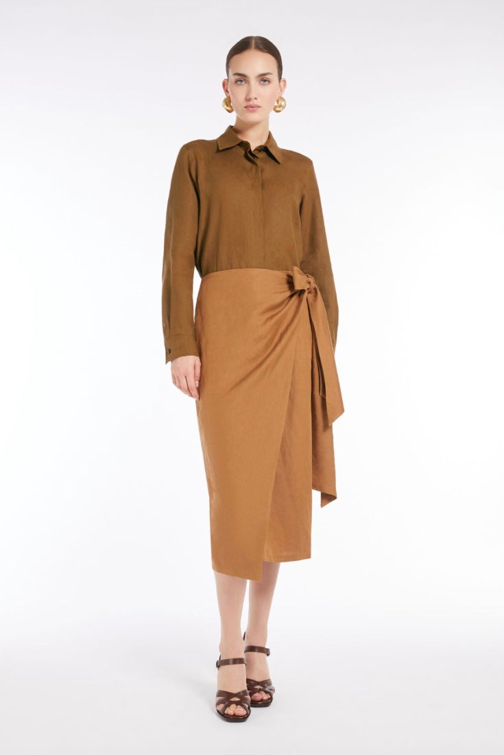 MAX MARA Tequila Linen and Silk Twill Skirt - Dale