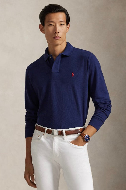 Custom Slim Fit Mesh Polo Shirt Newport Navy
