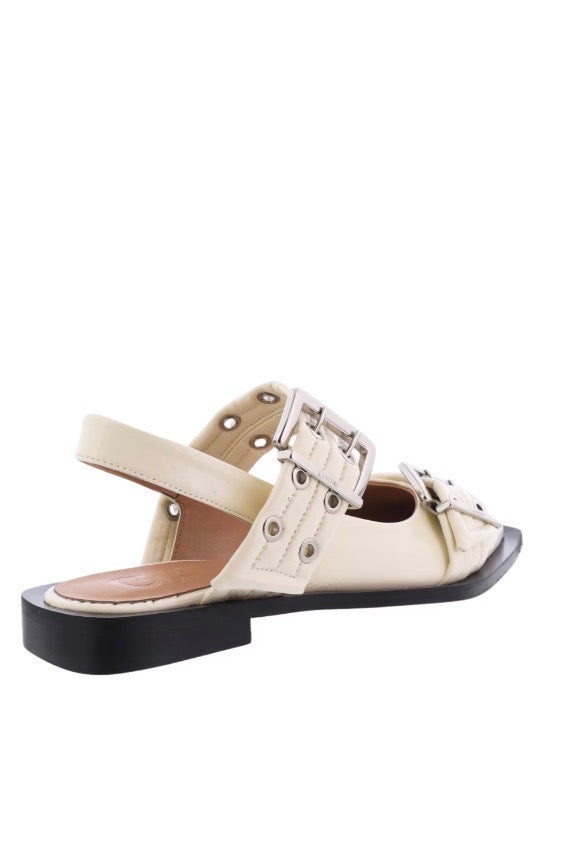 GANNI Feminine Buckle Ballerina Naplack Egret - Dale